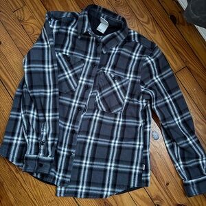 Black and White Plaid Button-Up Shirt